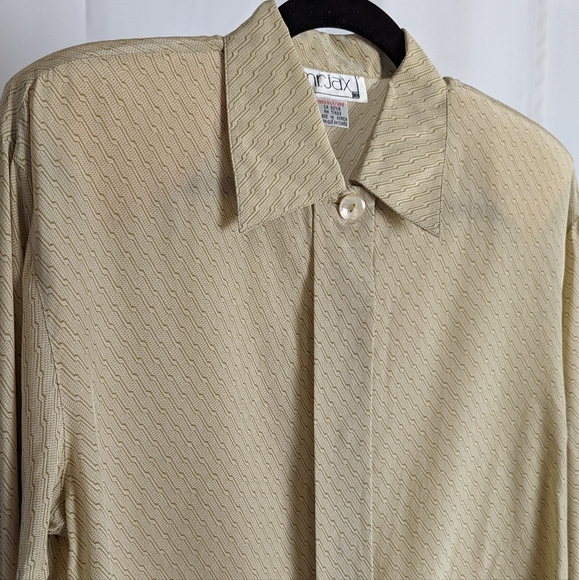 Vintage Mr. Jax 100% silk beige button down shirt - Picture 3 of 6